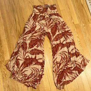 Patrons of Peace Red Leaf Print Wide Leg Pants